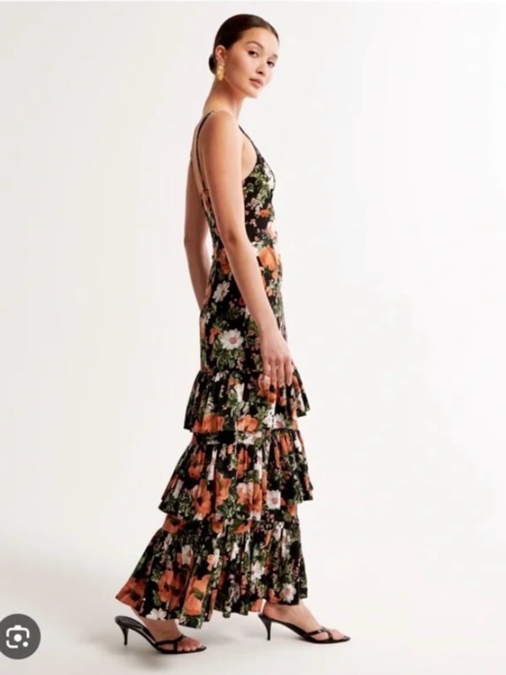 Abercrombie & Fitch Black Floral Tiered Ruffle Maxi Dress - Picture 2 of 7